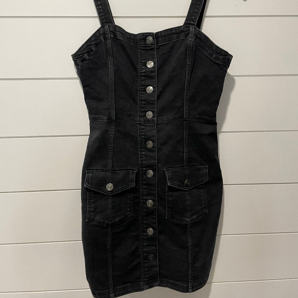Black Denim button up dress